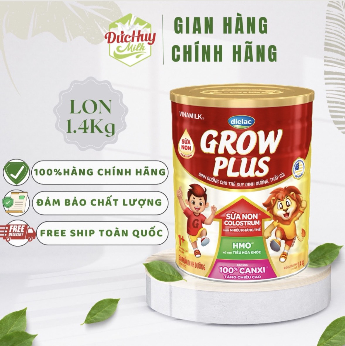Sữa bột Vinamilk Dielac Growplus 2+ sữa non 1.4kg (Mới)