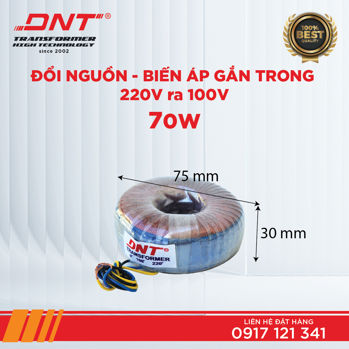 BIẾN ÁP GẮN TRONG 220V RA 100V DNT