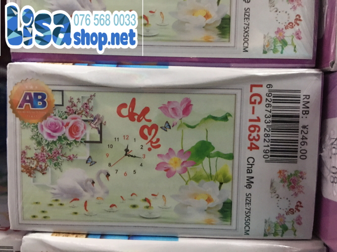 Tranh đính đá CHA MẸ 75x50cm chưa đính
