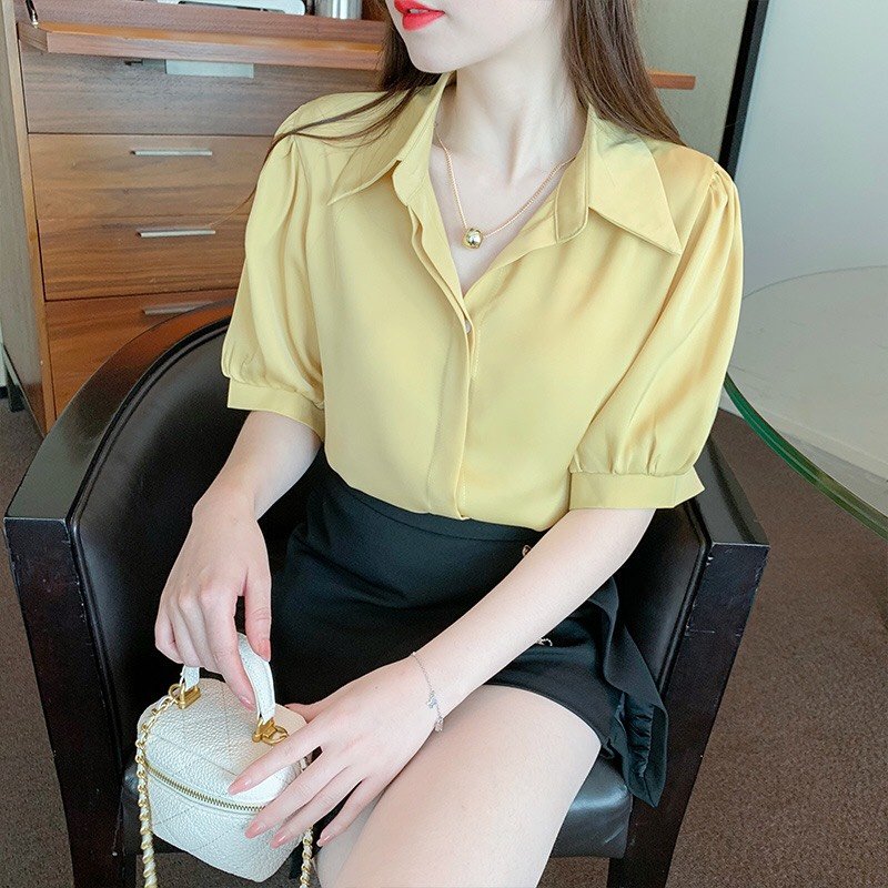 Áo sơ mi nữ công sở tay phồng mới Mã TƯ24 Thời trang cao cấp PONIVA BRANCH Chất vải mềm mịn chuẩn shop