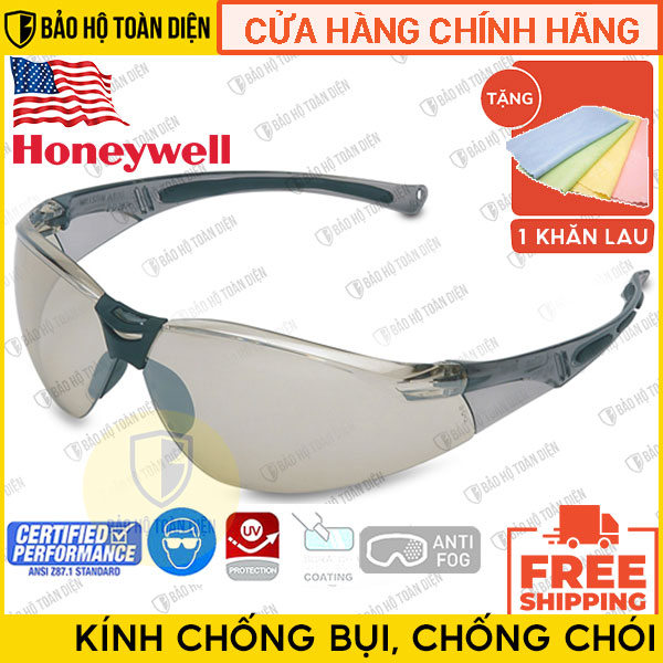 [TẶNG KHĂN LAU KÍNH] Kính bảo hộ chống bụi cao cấp Honeywell A800 bạc _ kính chống bụi chạy xe đi đường ngày đêm, chống trầy xước, chống chói lóa - Thương hiệu Mỹ