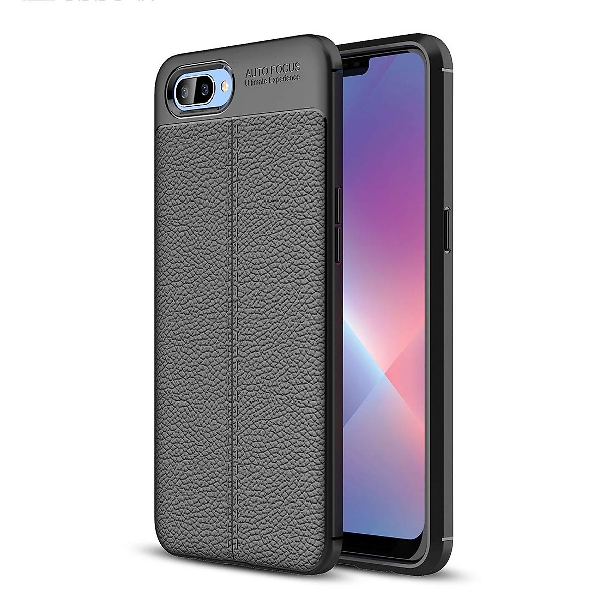 Ốp lưng Oppo A1K/Realme C2 - dẻo đen giả da auto
