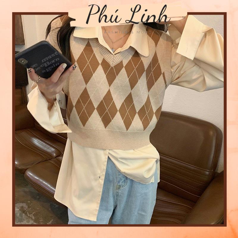 MS432 Áo gile len nữ quả trám croptop
