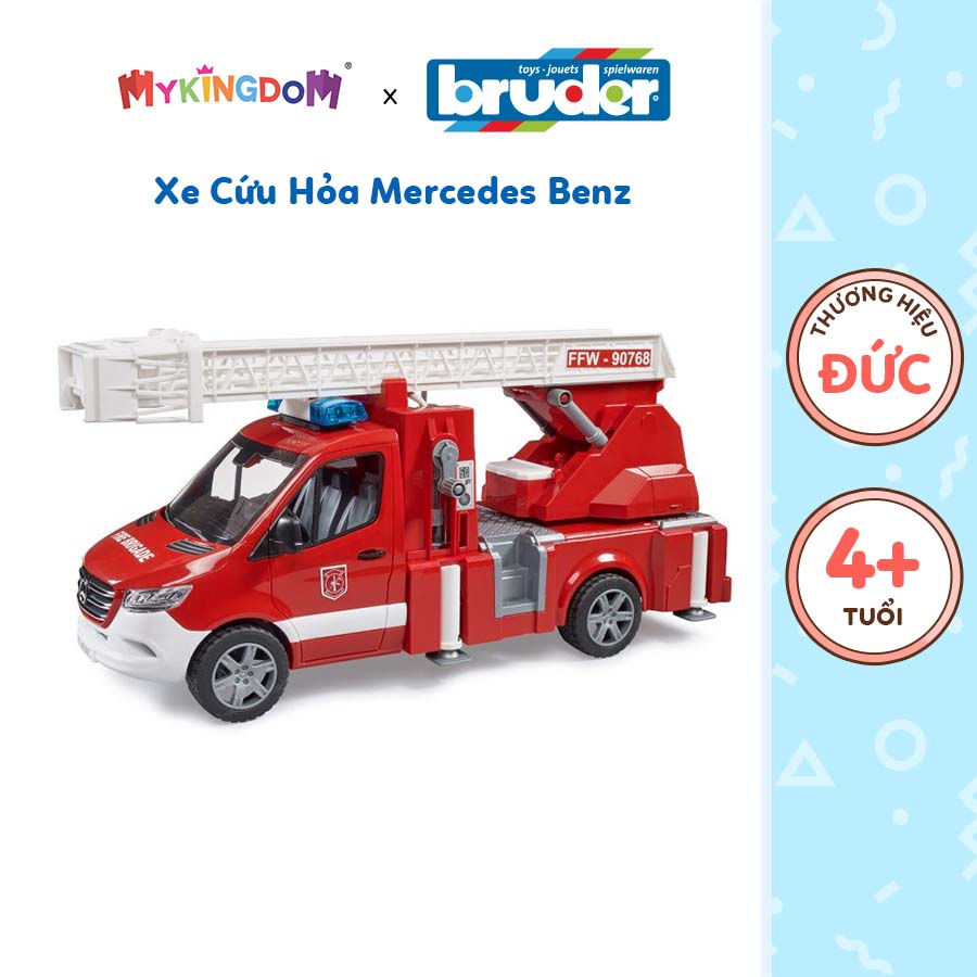 Đồ Chơi BRUDER Xe Cứu Hỏa Mercedes Benz Và Thang Xoay, Hệ Thống Bơm Nước BRU02673