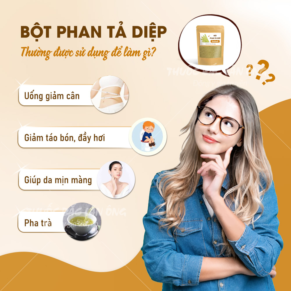 Bột lá phan tả diệp nguyên chất 500g (Hỗ trợ nhuận tràng, táo bón, giảm cân)