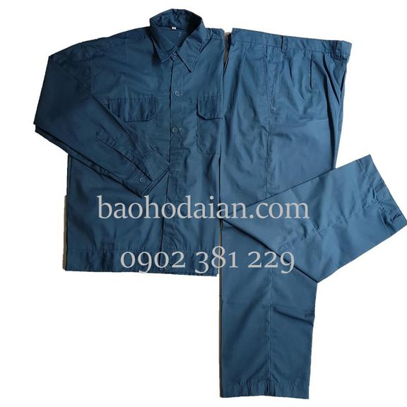 Bộ quần áo bảo hộ công nhân màu xám xanh thấm hút mồ hôi