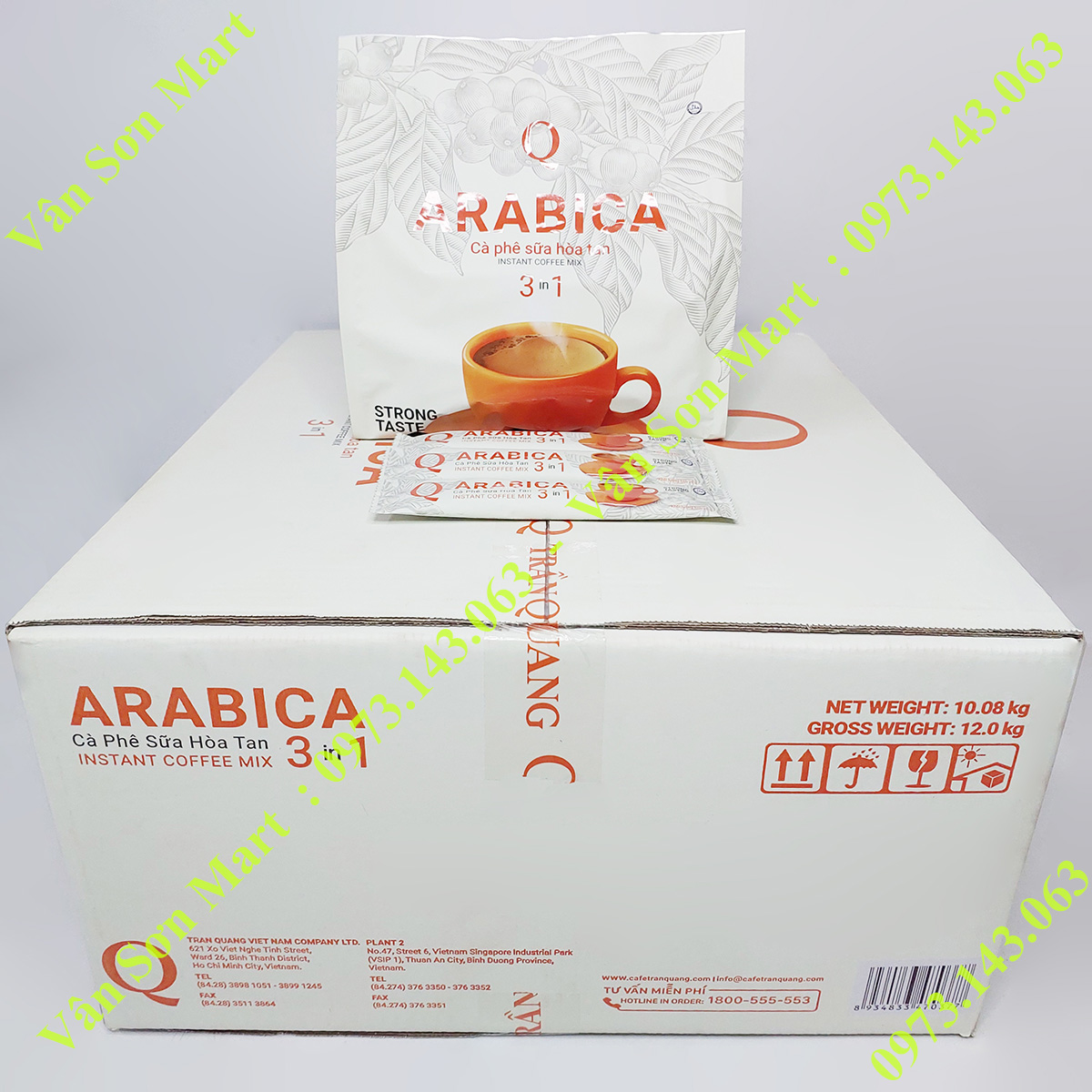 04 bịch cà phê sữa Arabica Trần Quang 480g (24 gói dài x 20g)