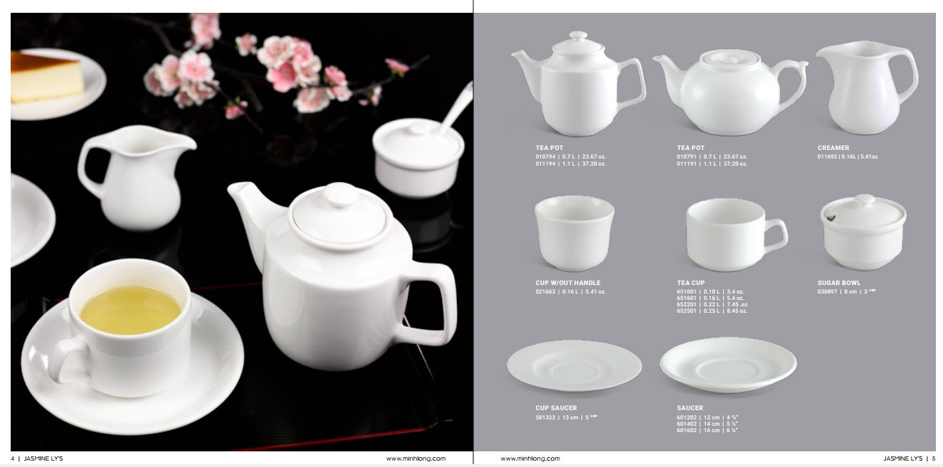 Bộ 10 Chén cơm 11.2 cm - Jasmine Ly's - Trắng Ngà - Gốm sứ cao cấp Minh Long I
