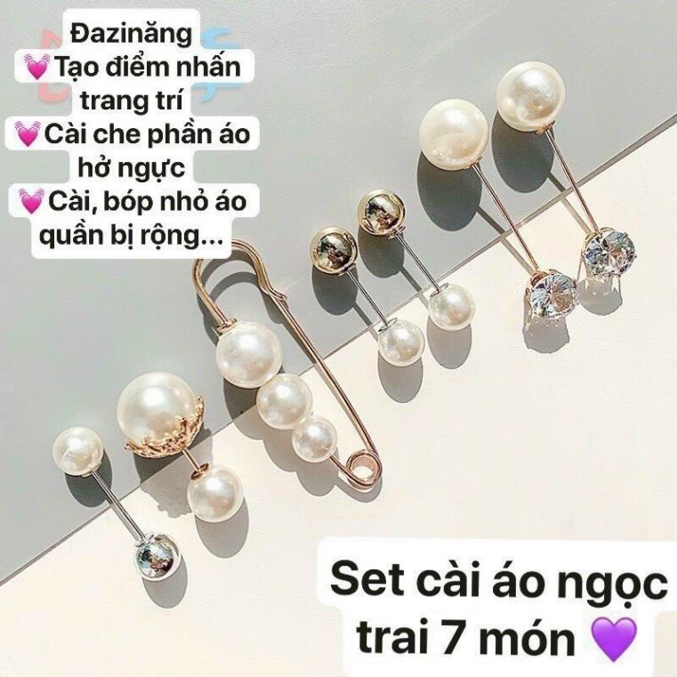 Sét 7 khuy cài áo đính đá mẫu mới