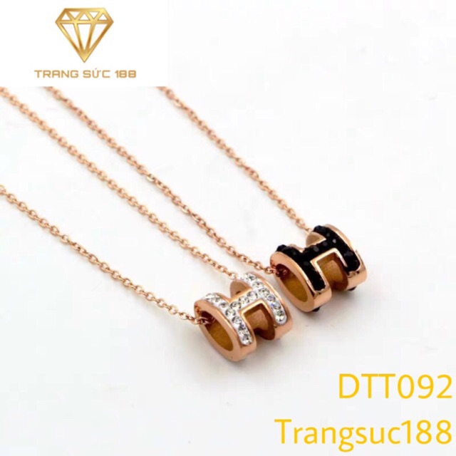 Dây chuyền titan chữ h đính đá dtt092