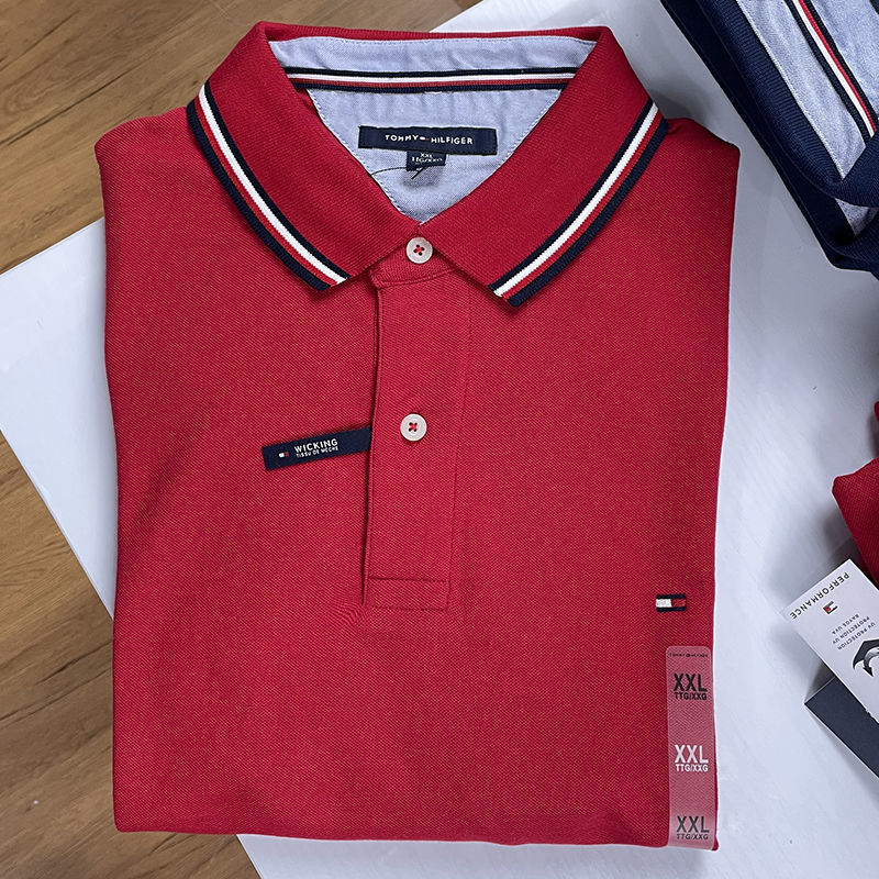 Hoa kỳ hilfiger tay ngắn polo áo sơ mi của nam giới ve áo tommy t áo sơ mi nam 100 cotton tay ngắn