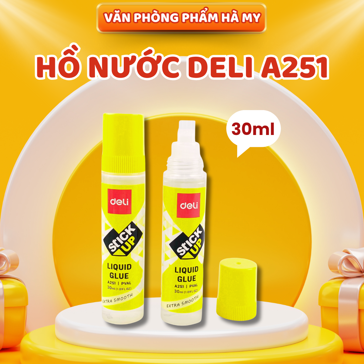 Combo 5 Chai Hồ Nước Deli Hồ dán thủ công, dán giấy siêu chắc 30ml - A251