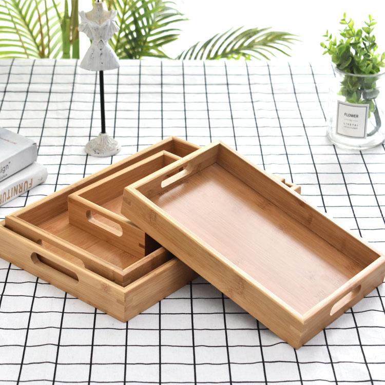 Khay Trà  Gỗ Tre Đựng Đồ Green Home Có Tay Cầm Tiện Lợi (Hàng Việt Nam) Khay Trà Gỗ Tre Hình Chữ Nhật Siêu Bền Đẹp - Phong Cách Giản Dị Mộc Mạc Thân Thiện Với Môi Trường