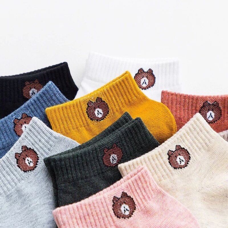 [HÀNG ĐẸP] 1 đôi Vớ , Tất Cổ Ngắn Hình Con Gấu ( Brown) (Bán lẻ theo từng đôi)