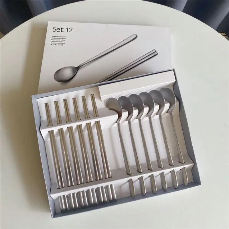 HỘP 12 Bộ Thìa Đũa Inox 304