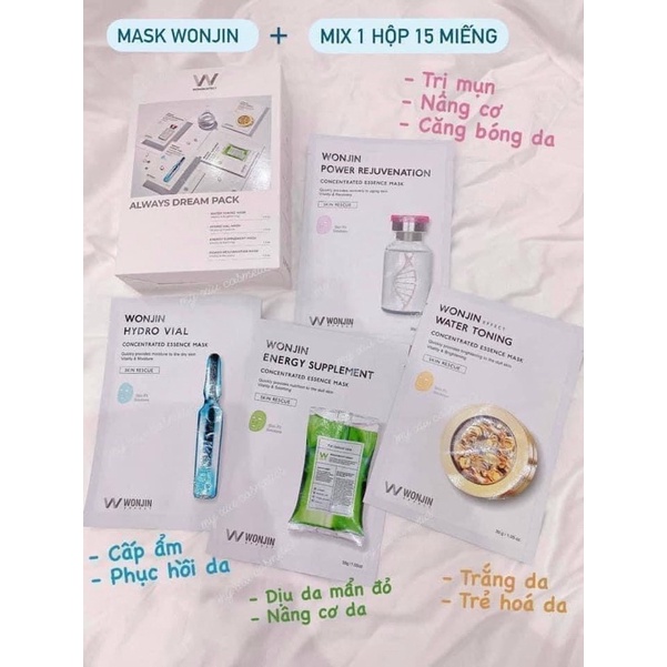 [CHÍNH HÃNG] Mặt Nạ Wonjin Always Dream Pack Mix 15 Miếng