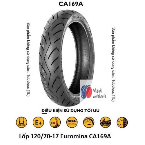 Vỏ tiêu chuẩn sau exciter, winner 120/70-17 euromina
