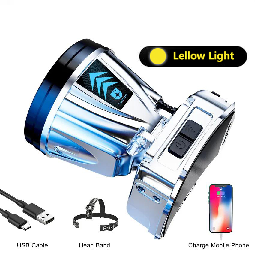 Đèn đội đầu siêu sáng đèn pin đội đầu cảm biến Outdoor Headlamp Rechargeable LED Headlights Adjustable Light Headlamp Waterproof Strong Light Telescopic Zoom Head-mounted Lamp
