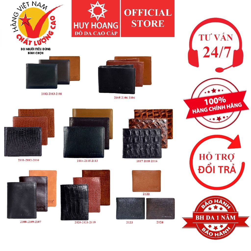 Bóp nam da bò nhiều loại nhiều màu HK2101-04-07-10-13-16-19-22
