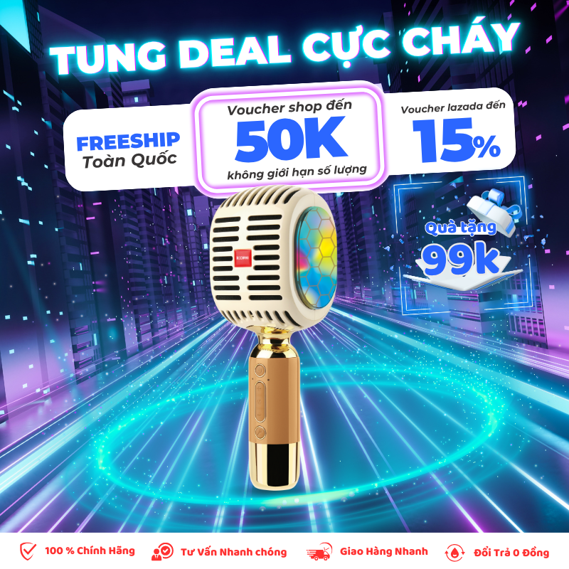 Micro Karaoke kèm loa Bluetooth iCore YM99 - Hàng Chính Hãng