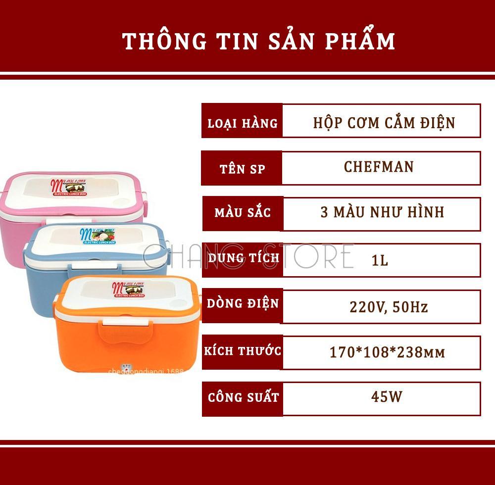 Hôp Cơm Hâm Nóng Chefman Ruột Inox Tiện Dụng