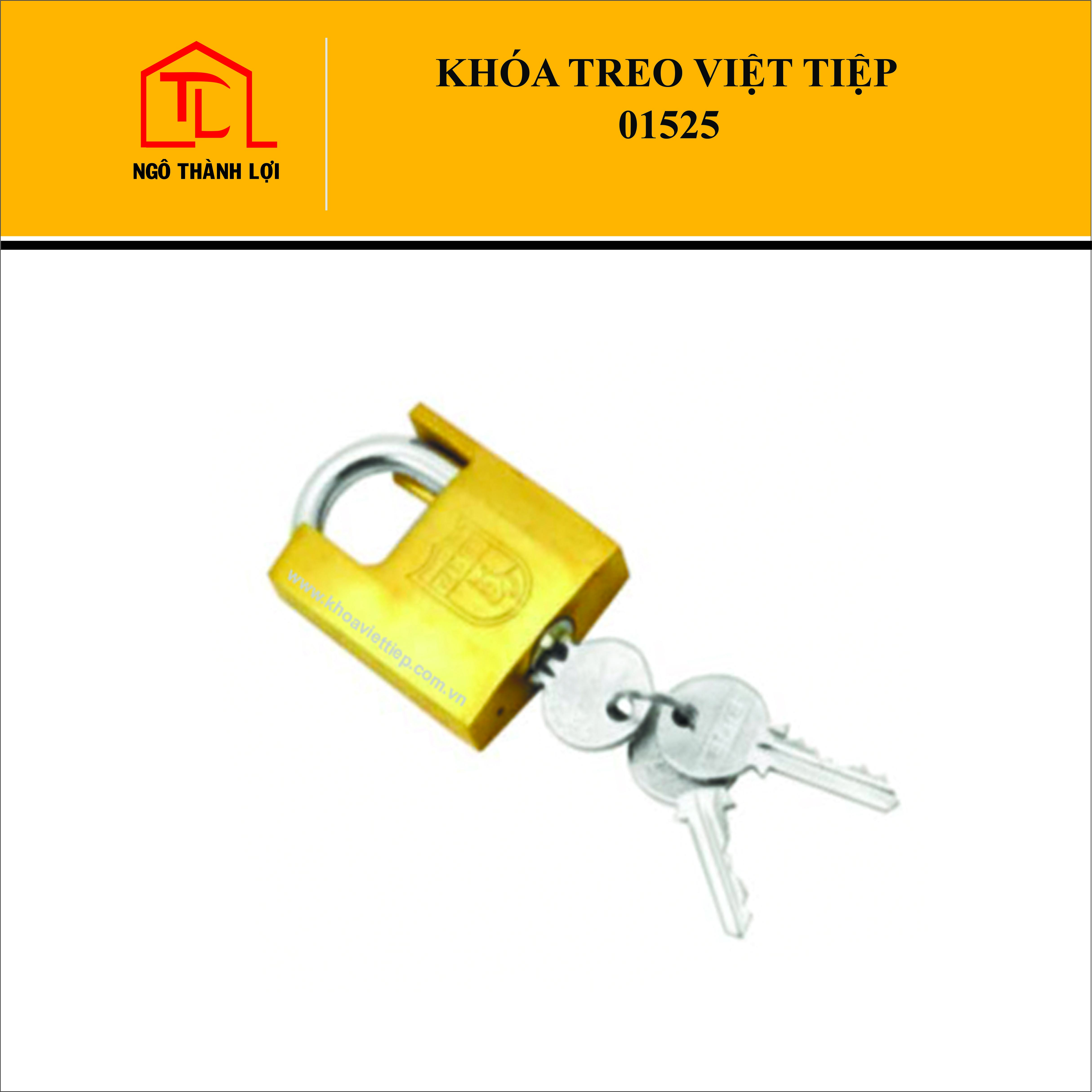 Ổ khóa cửa treo Việt Tiệp 01525 bấm không cần chìa, chống cắt màu đồng vàng 5 phân
