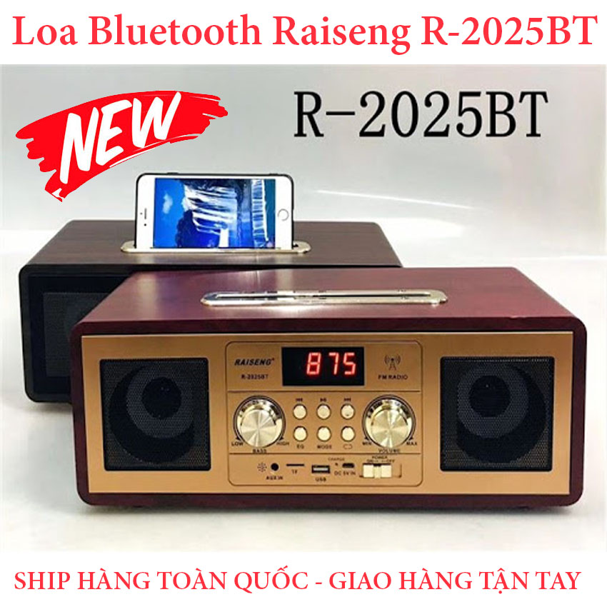 Loa Buletooth Không Dây - Loa bluetooth phong cách cổ điển Raiseng R-2025BT - Loa Giả Vỏ Gỗ Hiện Đại Vintage - Loa Có Chế Độ Đài Radio FM Cổng USB/TF Card Có Cáp AUX Công Suất Bass Lớn - Phạm Vi Kết Nối 10M - BẢO HÀNH 12 THÁNG