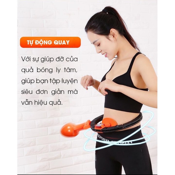 Vòng lắc eo thông minh hula hoop thế hệ mới-vòng lắc eo thông minh giảm mỡ bụng automatic hula hoop, có đồng hồ đo giúp bạn biết được số vòng