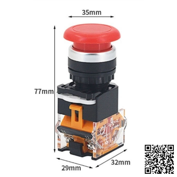 Công tắc nhấn đề LA38-11M phi 22mm đầu nấm dù màu xanh, màu đỏ