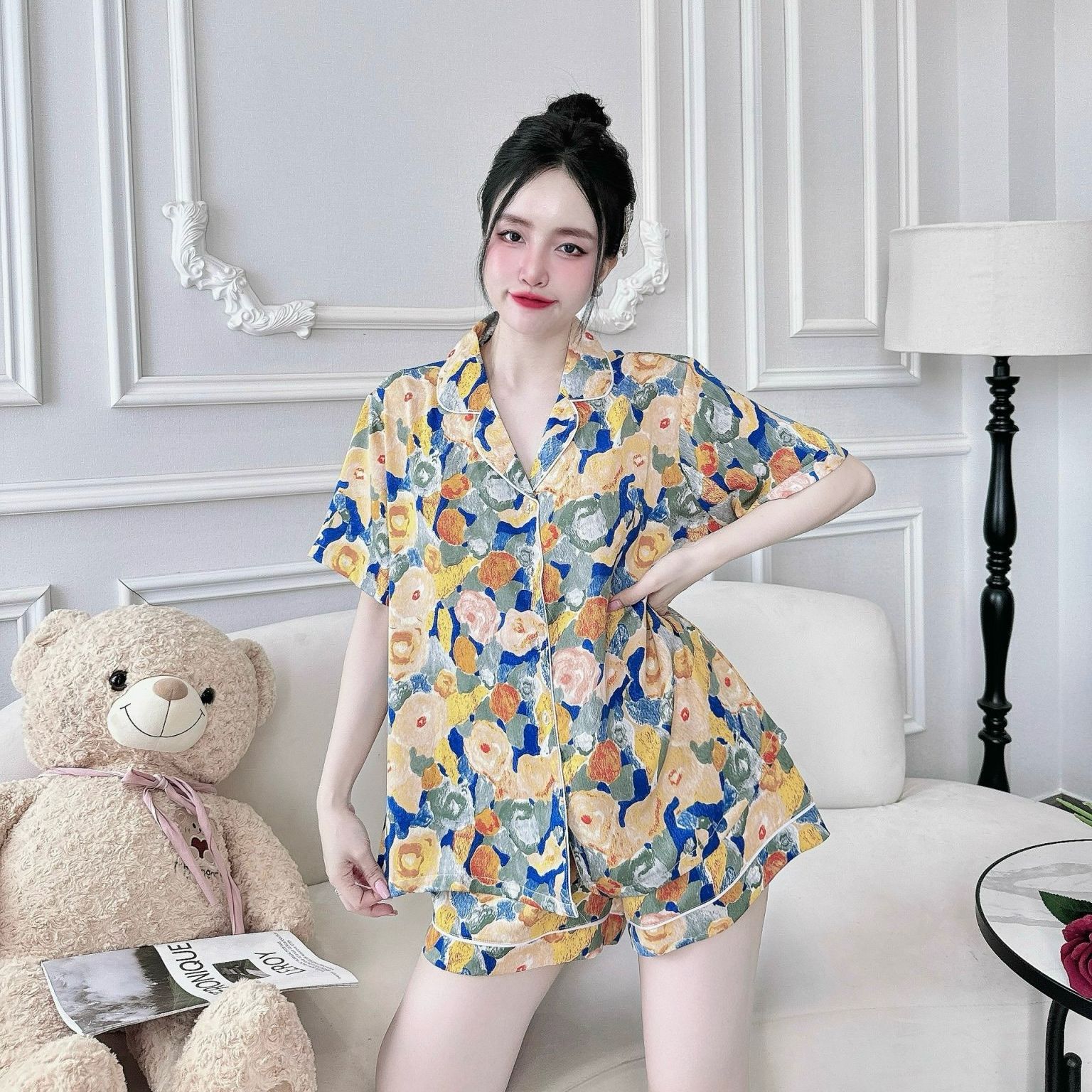 Đồ bộ bigsize đùi đồ mặc nhà cho nữ 50-110kg lụa mango cao cấp mềm mịn