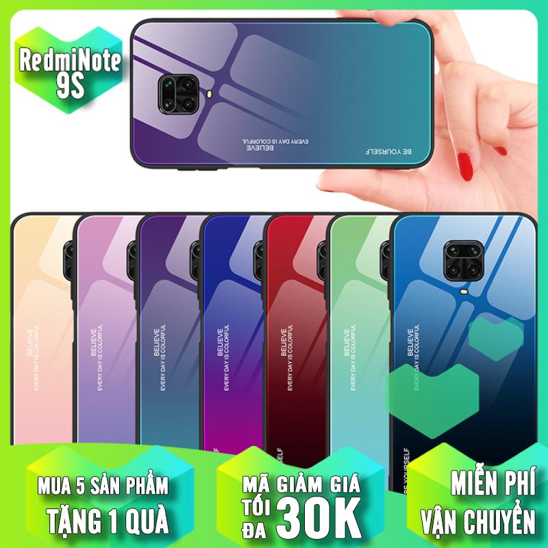 Ốp lưng dành cho Xiaomi Redmi Note 9S - Note 9 Pro  gương cứng 2 màu Gradient Ver 2 , viền TPU dẻo đen
