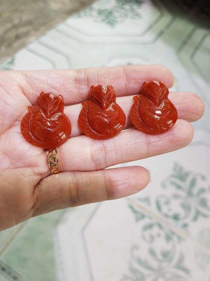 Dây Chuyền Mặt Hồ Ly Đá Cẩm Thạch Đỏ