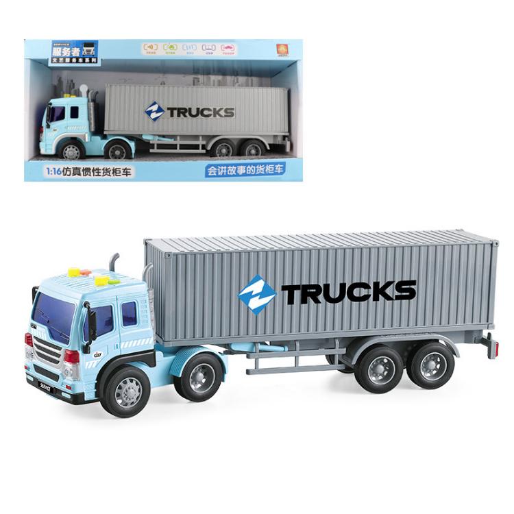 Xe container mô hình tỉ lệ 1:16 đồ chơi trẻ em xe chạy đà có nhiều bánh xe