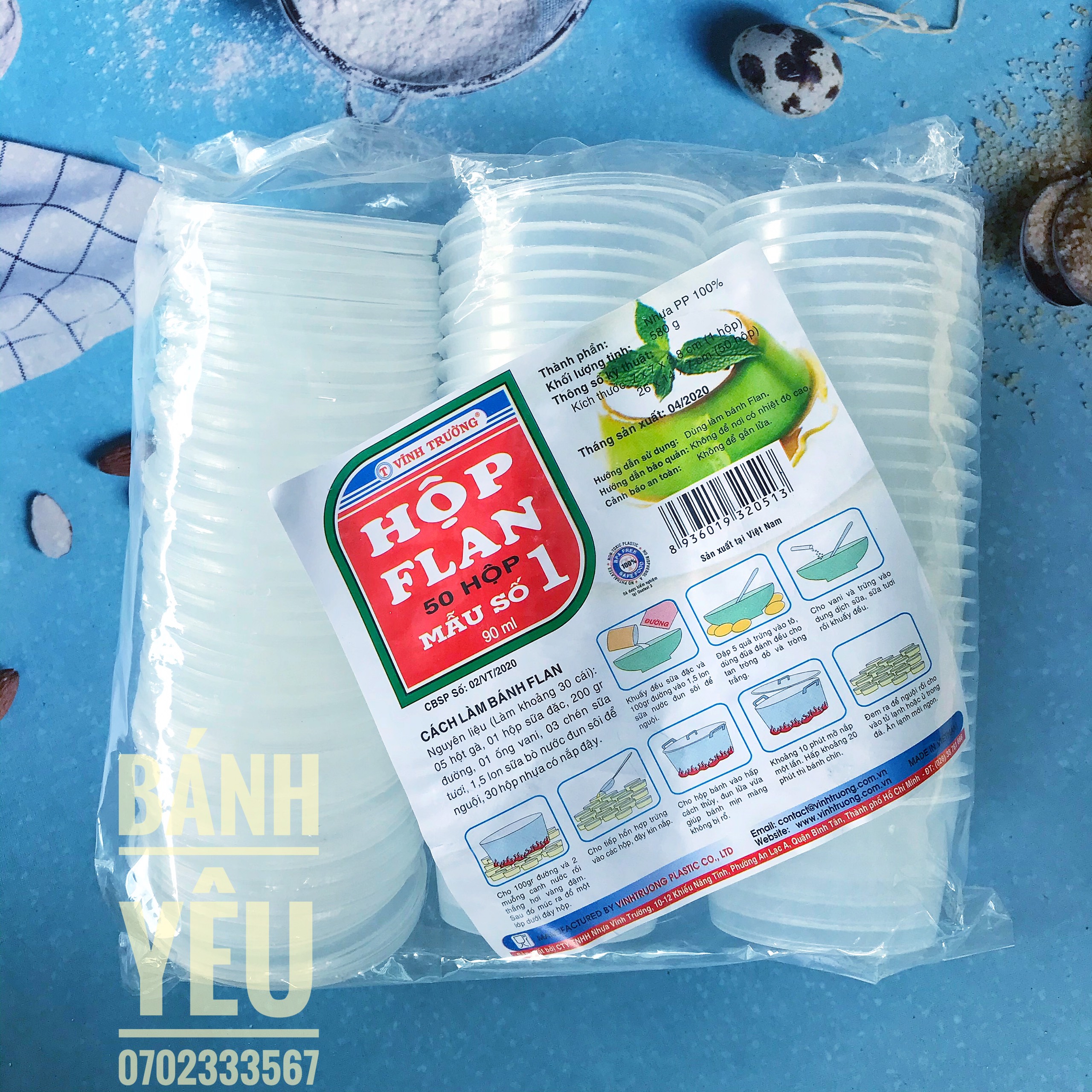 HỘP BÁNH FLAN TRÒN MẪU SỐ 1 ( Lốc 50 cái )