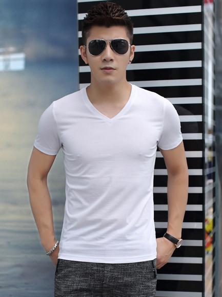 [HCM]Áo thun nam cổ tim cao cấp COTTON mềm mịn siêu mát (Trắng)