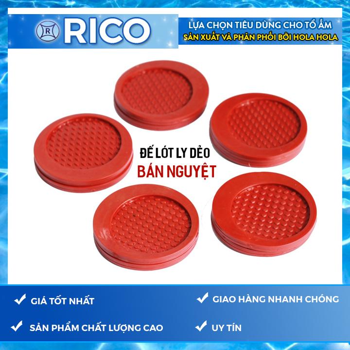 Bộ 10 miếng đế lót ly nhựa tròn Rico (Đỏ)