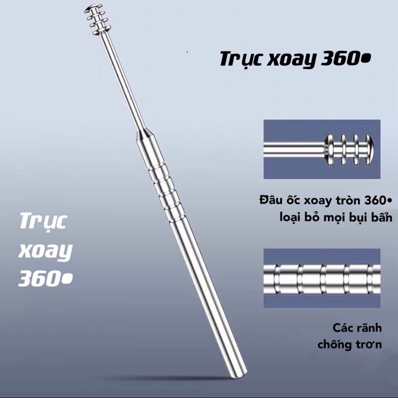 Bộ 6 món ngoáy tai cao cấp hộp móc khóa INOX tiện dụng mang theo người