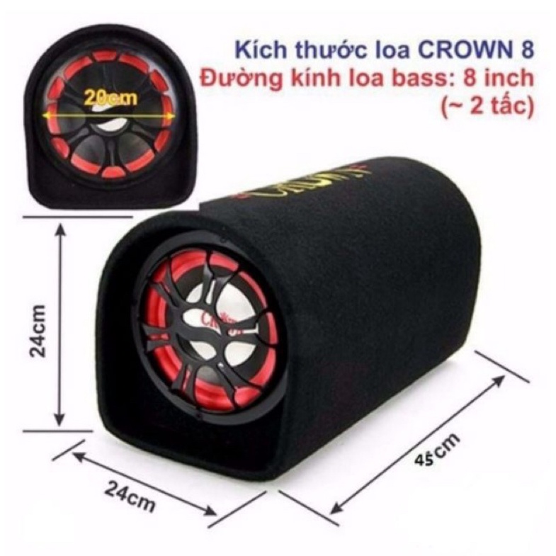 Loa bluetooth sub crown 8 tròn dùng với nguồn 12v/ 24 v/ 220 v