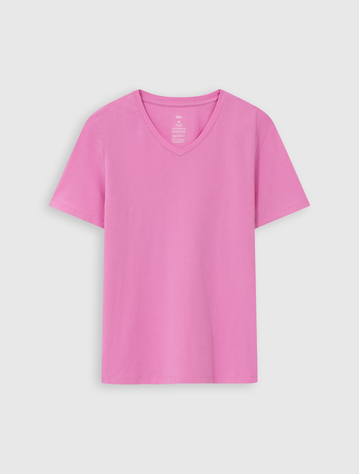 Áo phông nữ canifa cổ tim basic chất liệu cotton spandex 6ts23a008
