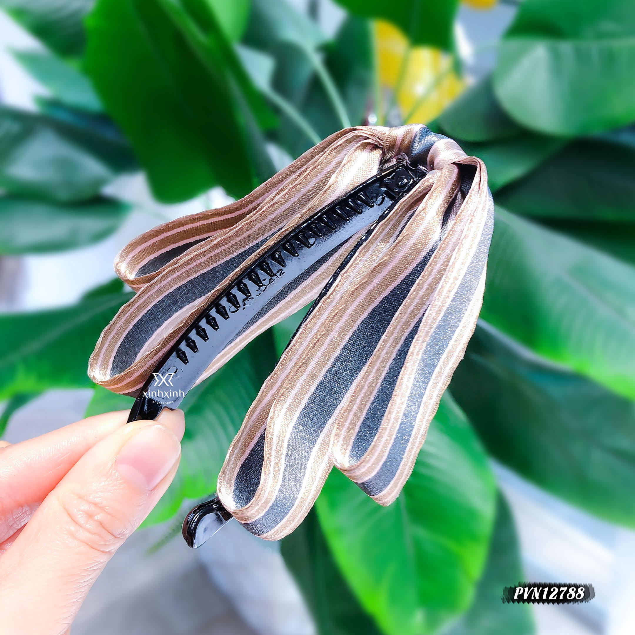 Kẹp tóc, cặp tóc dọc làm phồng nơ kẻ rủ - Xinh Xinh Accessories