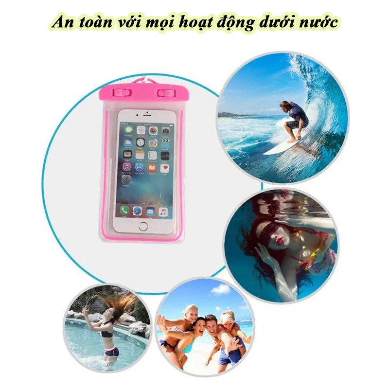 Túi đựng điện thoại trong suốt chống thấm nước tiện lợi cao cấp khi đi bơi đi mưa - Túi điện thoại chống nước đi biển đi du lịch tiện lợi có kèm dây đeo