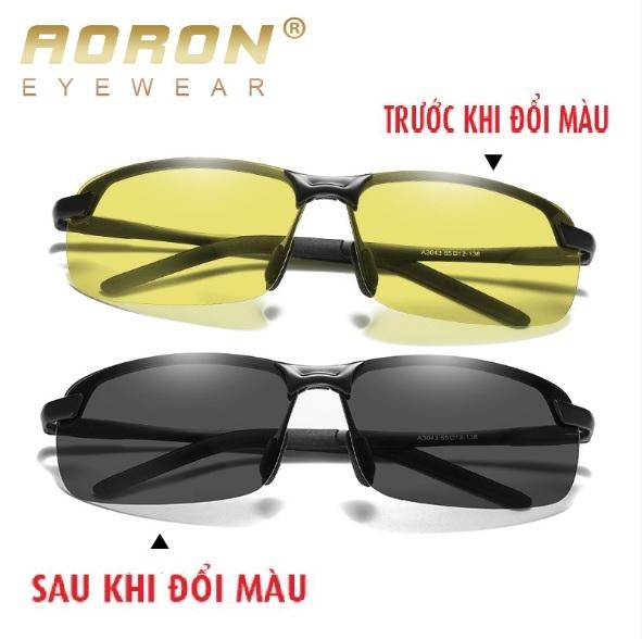 Kính phân cực đi đường ngày và đêm đổi màu thời trang nam chất liệu hợp kim và palaroid cao cấp AORON 3043- Kính Mắt Kingshop - Bảo hành 12 tháng