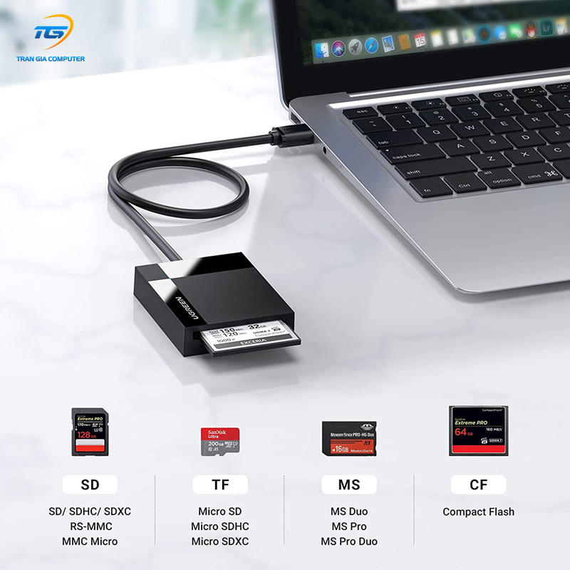Đầu đọc thẻ USB 3.0 đa năng CF, SD, TF, MS dài 0.5M Ugreen 30333