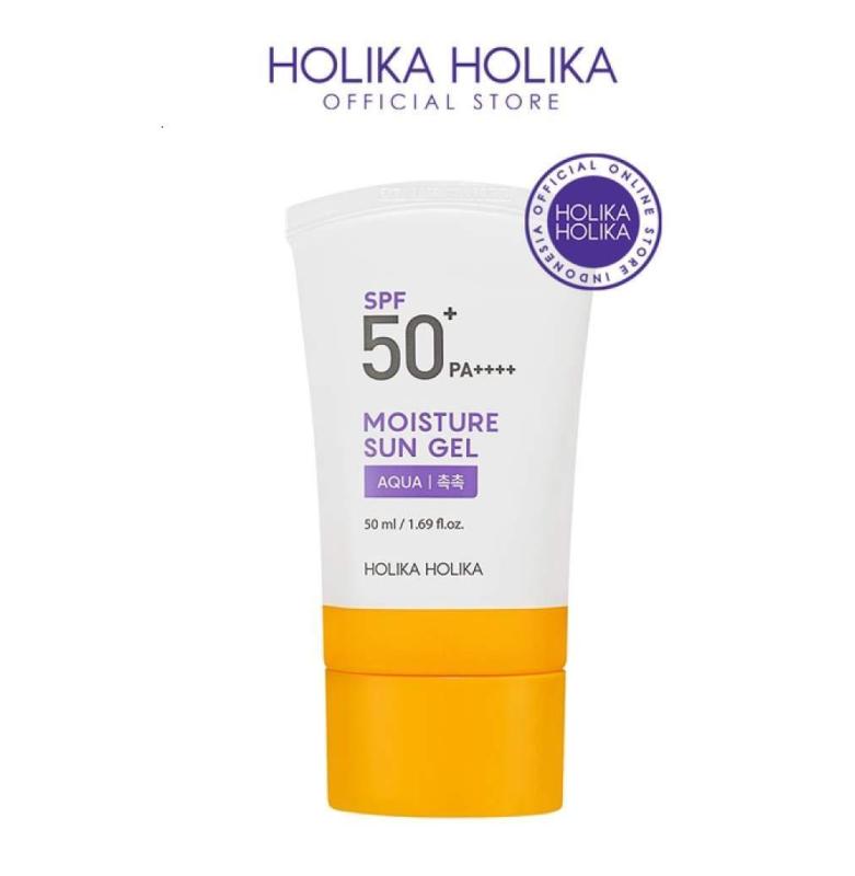 Kem chống nắng dạng gel dưỡng ẩm Holika Holika Moisture Sun Gel Aqua SPF 50+ PA++++ Tặng 1 sữa tắm lô hội nhập khẩu