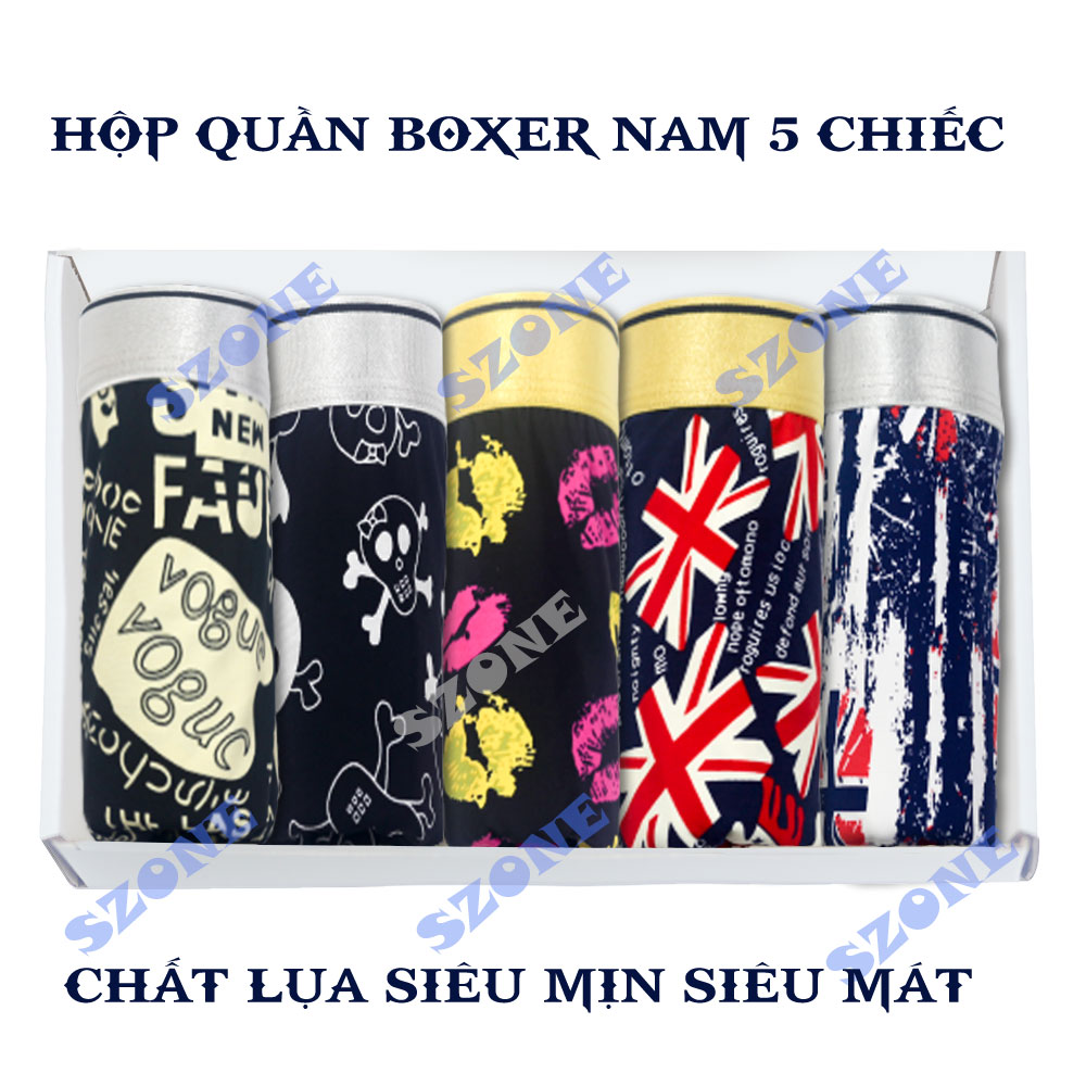 Combo 5 Quần sịp đùi nam, Quần lót nam Boxer họa tiết siêu phong cách