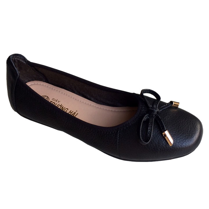 Giày búp bê đen  da bò cao cấp THBB016791