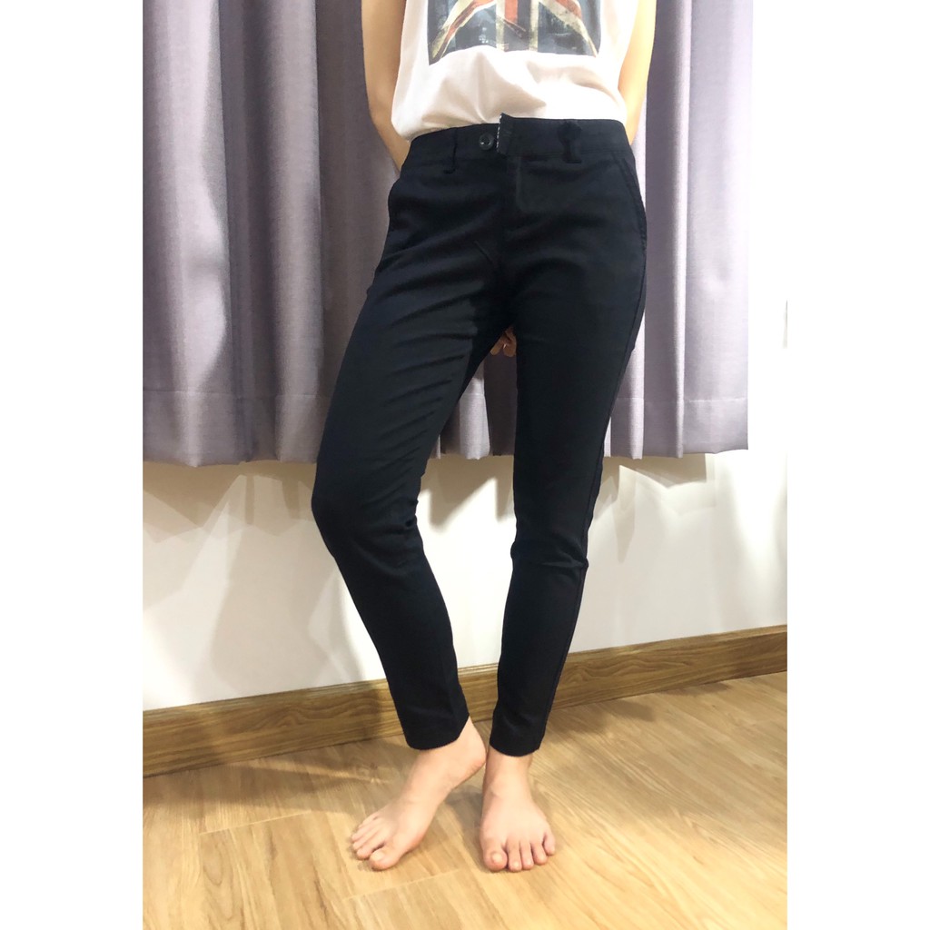 Quần Dài Kaki Thun Màu Đen / Quần Dài Nữ Trơn Basic