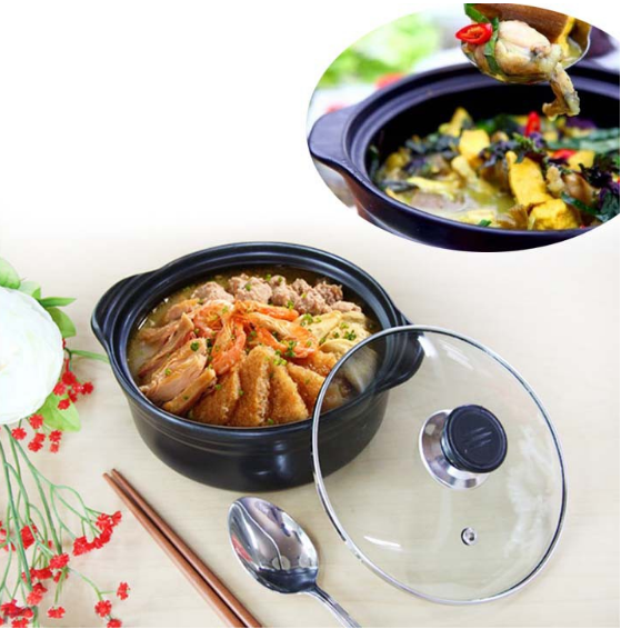 [HCM]Nồi đất sét tràng thạch 2.5 lít nắp kiếng lòng sâu