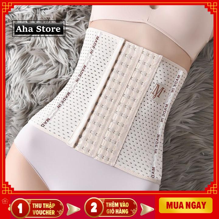 Đai Gen Nịt Bụng Giảm Béo, Giảm Eo, Giảm Mỡ, Định Hình Tạo Vòng Eo Thon Gọn 4 Thanh Chống Cuộn - Gen Cao 25cm - Chất Gen Mềm Co Giãn Tốt Có Lỗ Thoáng Khí Chống Cuộn [Aha Store]