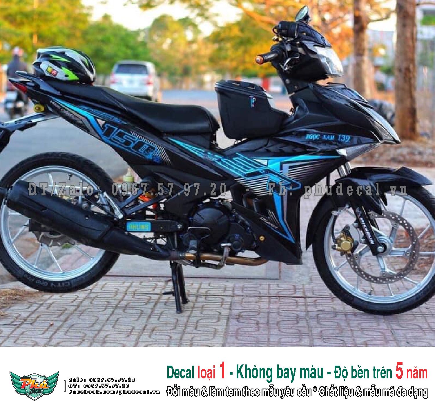 Tem rời Exciter 150 Ex đen xanh